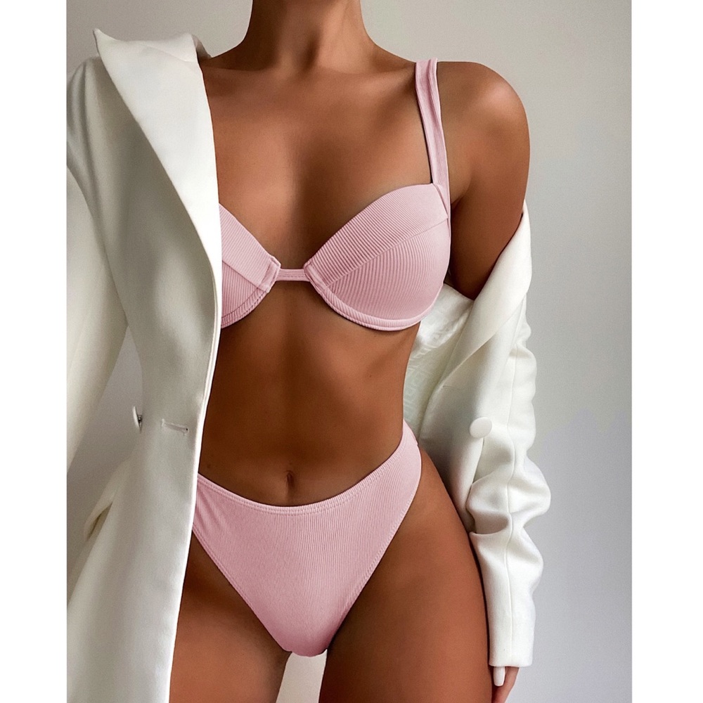 🆕Baby Pink Shell Top Bathing Suit Bikini Set